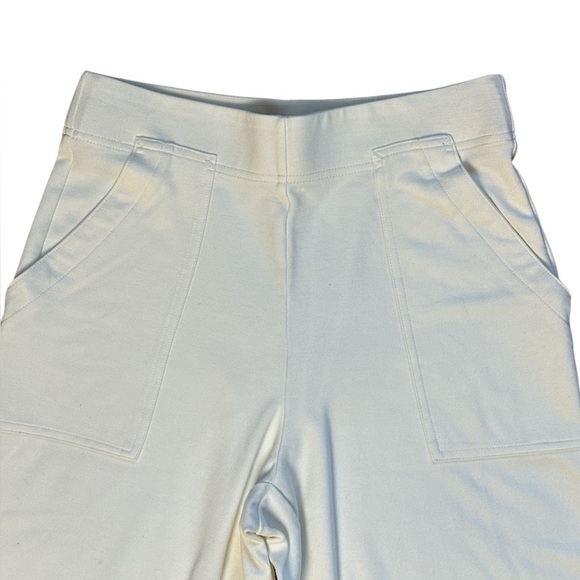 Max Studio London high rise Wide-Leg Cream stretch knit culottes pockets - Picture 2 of 8